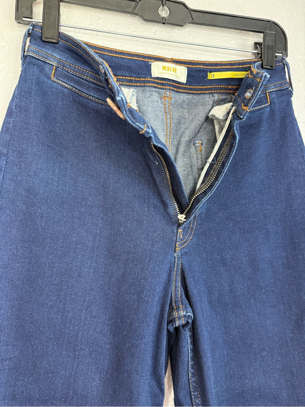 Maeve | Collette High Rise Wide Leg Indigo Blue Jeans Cropped Raw Hem Size 28 - Picture 9 of 10